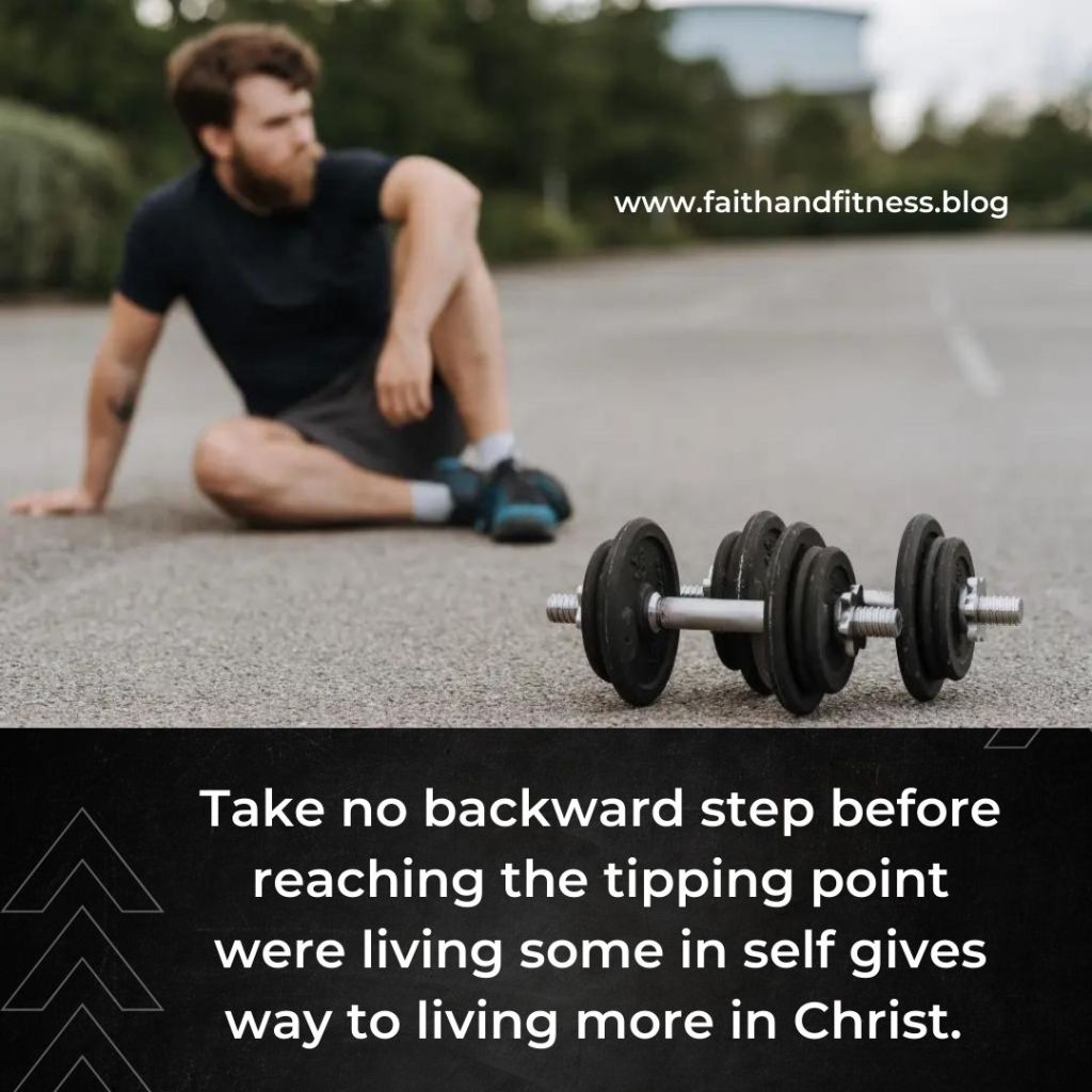 Quote by Bruce Coleman: "Take no backward step before reaching the tipping point were living some in self gives way to living more in Christ."