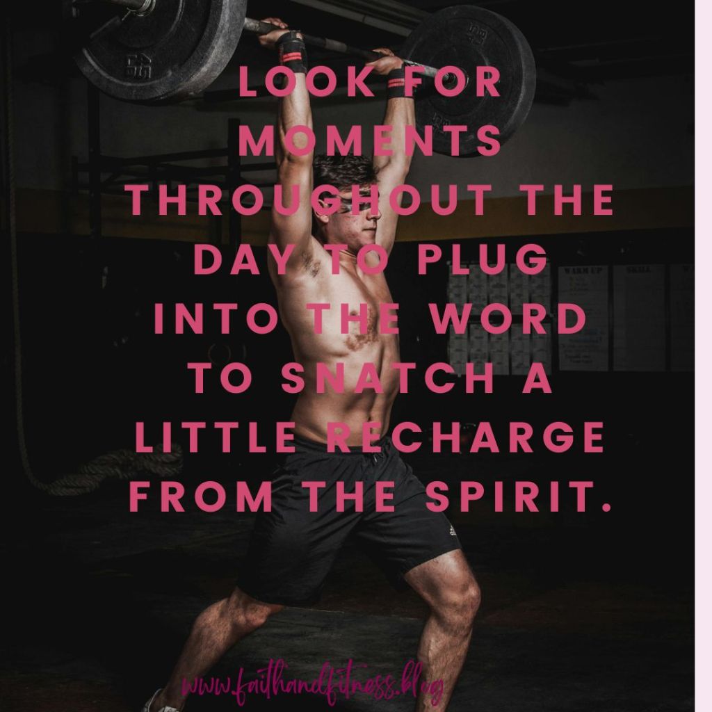 Quote by Bruce Coleman: "Look for moments throughout the day to plug into the Word to snatch a little recharge from the Spirit."