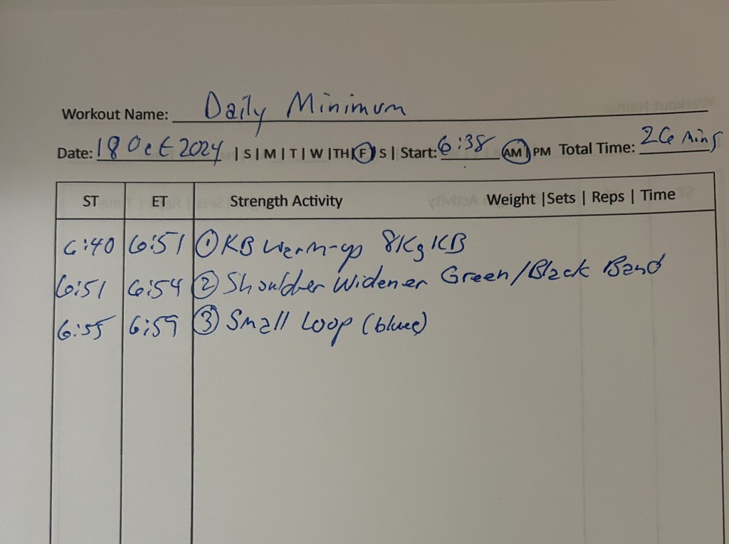 Workout log October 18, 2024