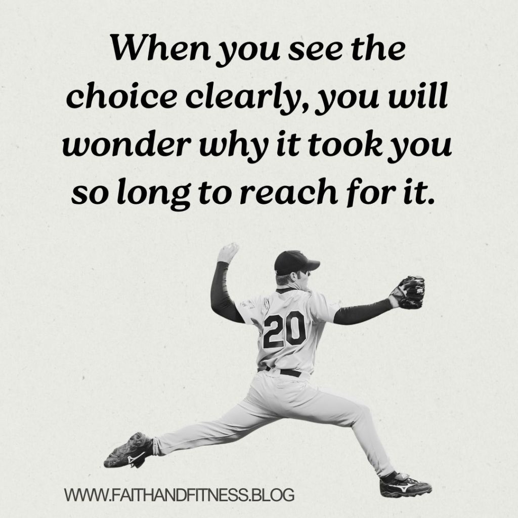 Quote by Bruce Coleman: "When you see the choice clearly, you will wonder why it took you so long to reach for it."
